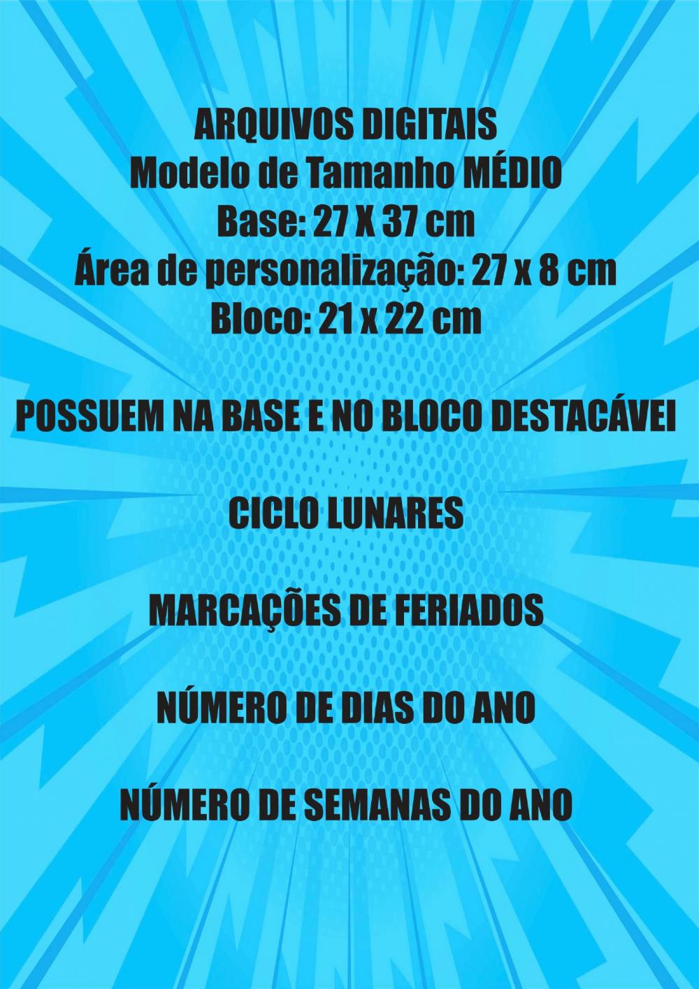 Arquivo Digital Calendário Base e Bloco 2027 Medio Editavel