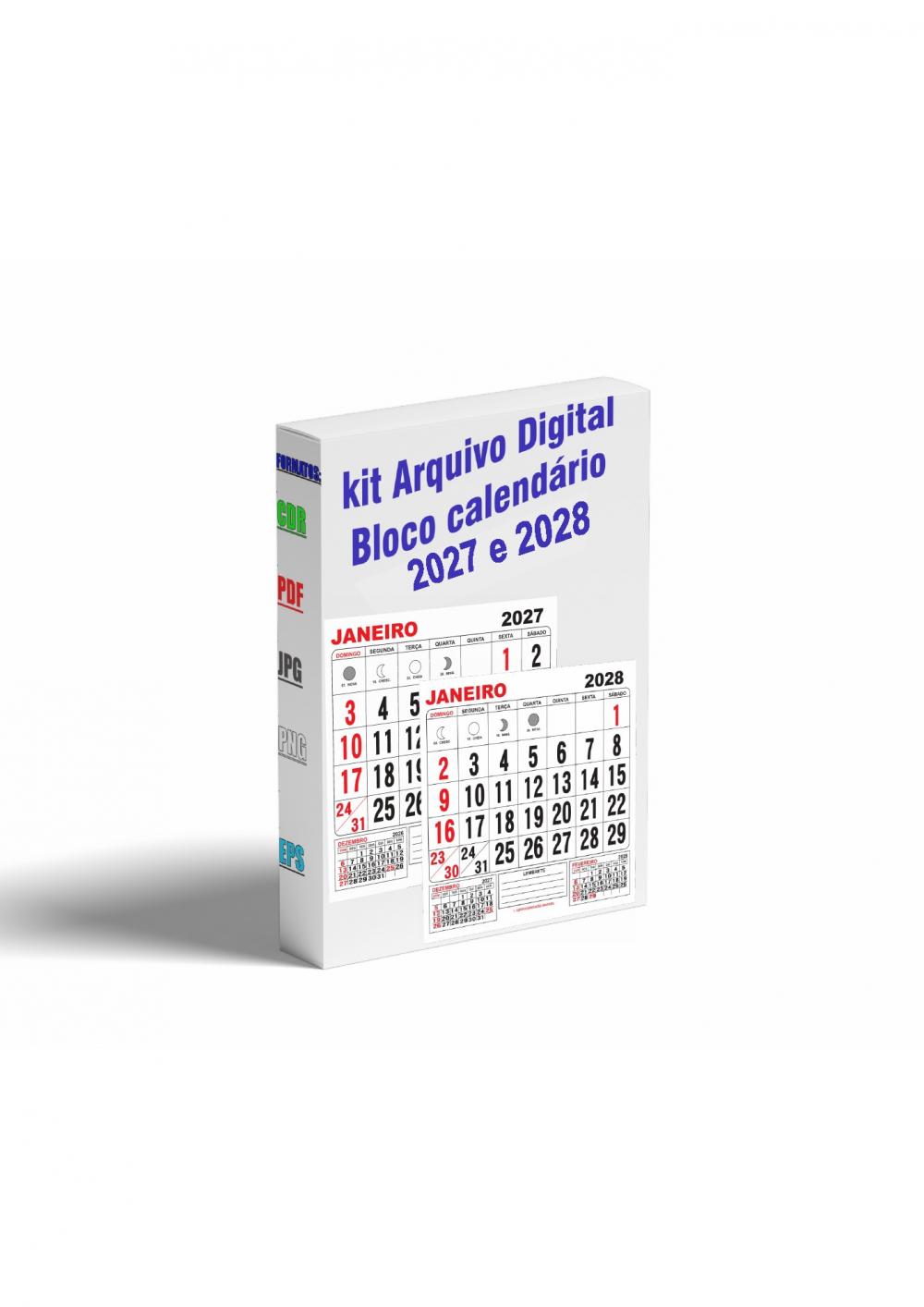 Kit Digital Calendário 2027, 2028 Editável