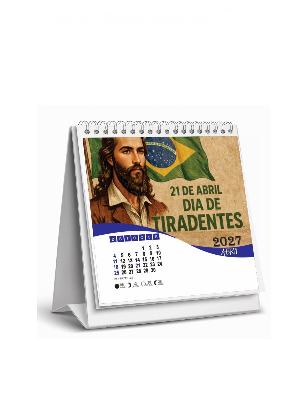 Arquivo Digital Calendário de Mesa 2027 na Folha A4 Editável