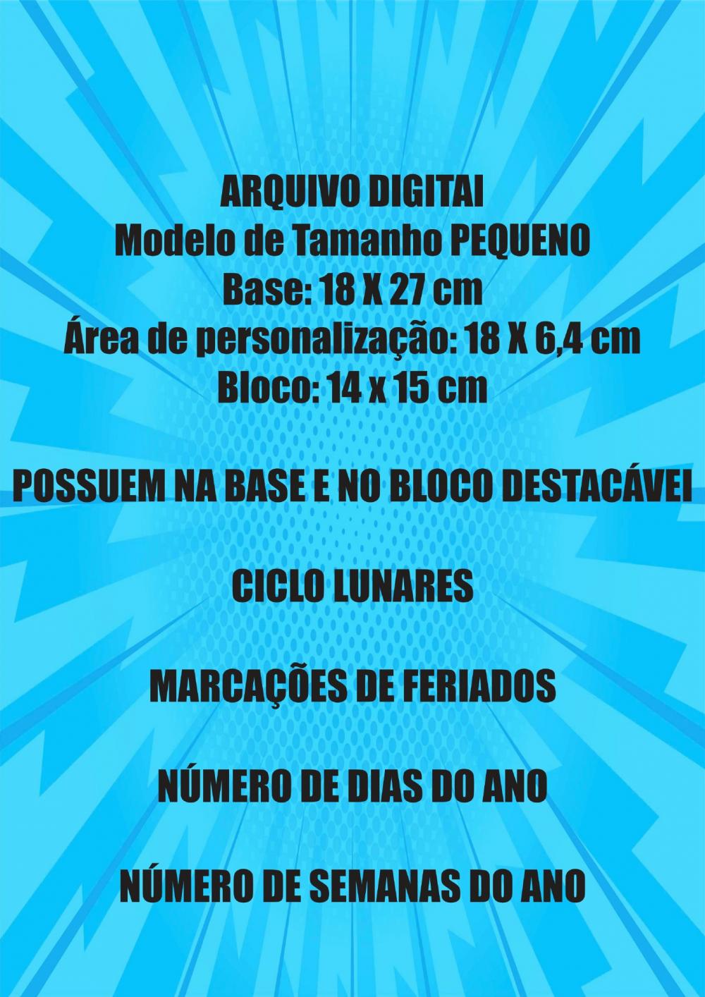 Arquivo Digital Calendário Base, Bloco 2027 Pequeno Editavel