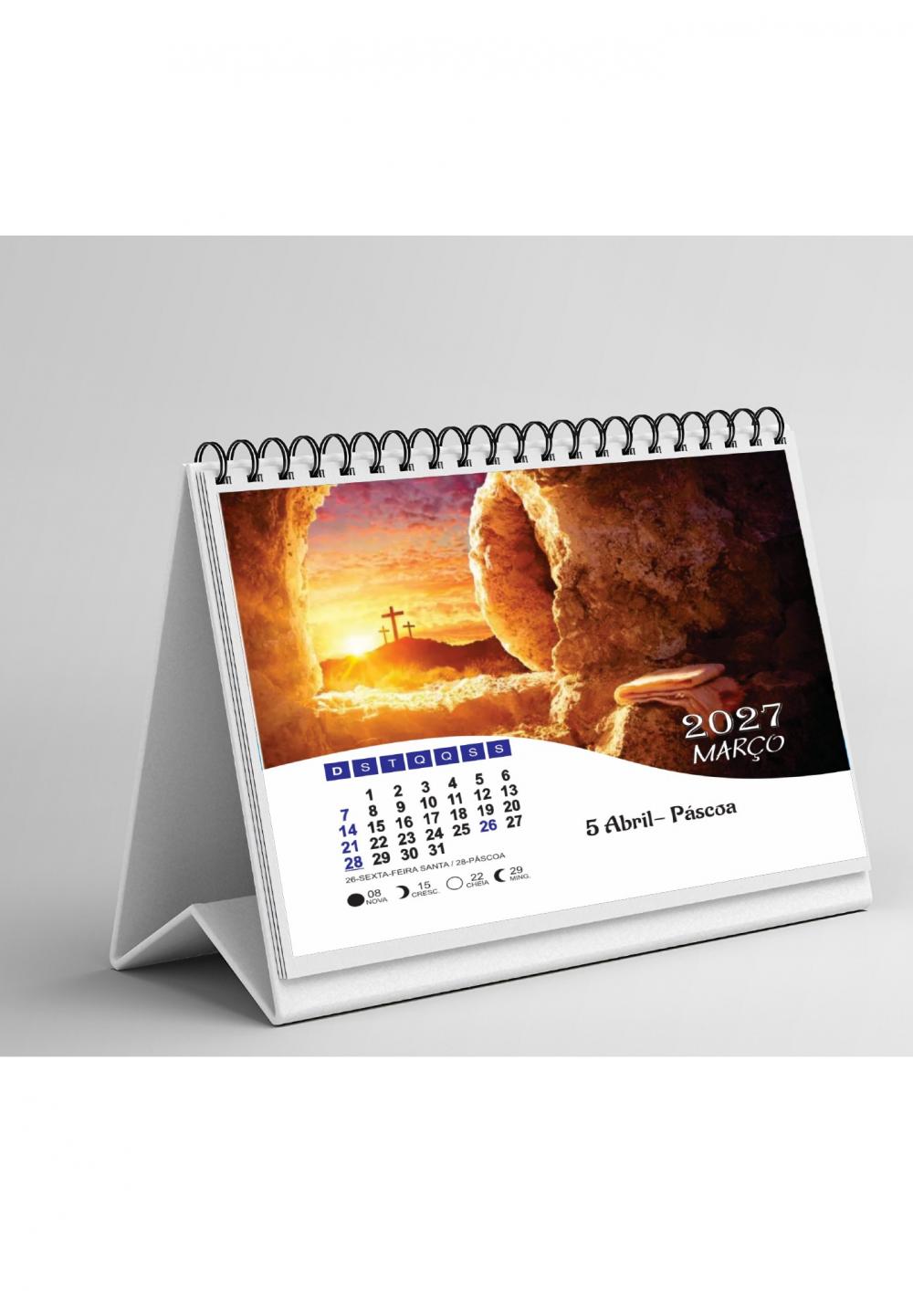 Arquivo Digital Calendário de Mesa 2027 na Folha A3 Editável
