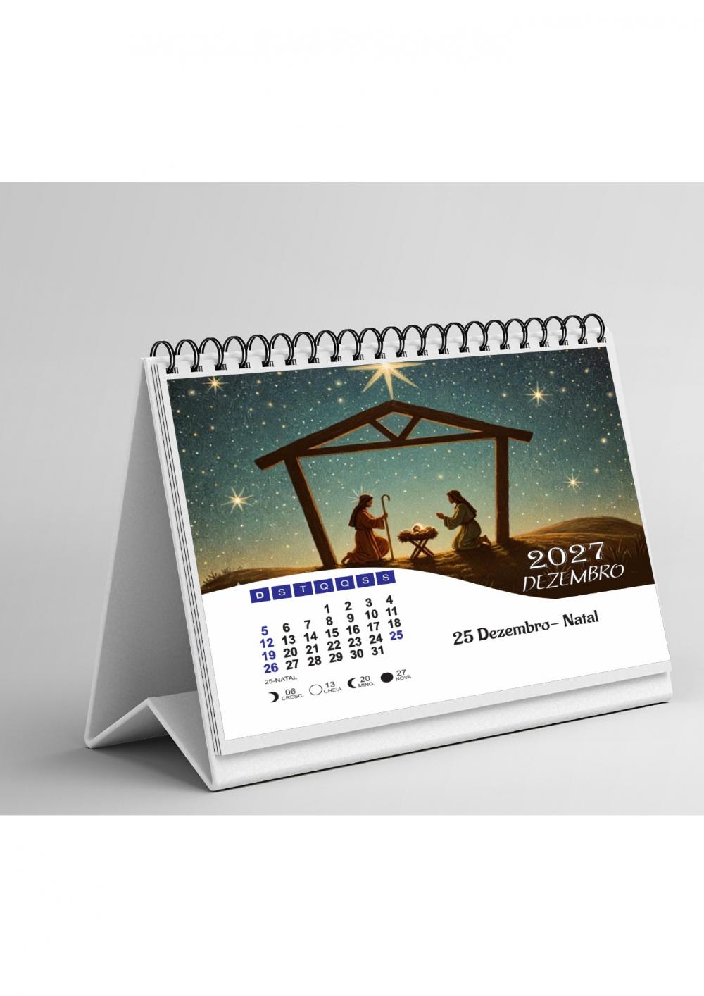 Arquivo Digital Calendário de Mesa 2027 na Folha A3 Editável