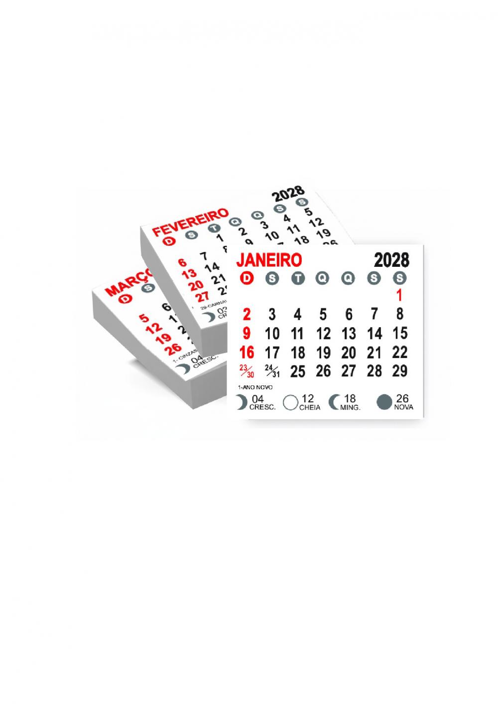 Arquivo Digital Bloco Calendário p/ Imã de Geladeira 2028