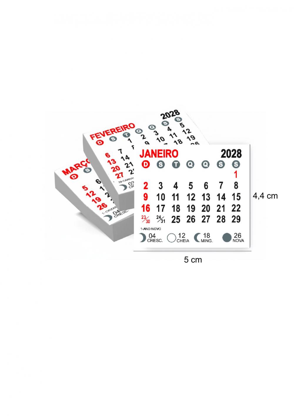 Arquivo Digital Bloco Calendário p/ Imã de Geladeira 2028