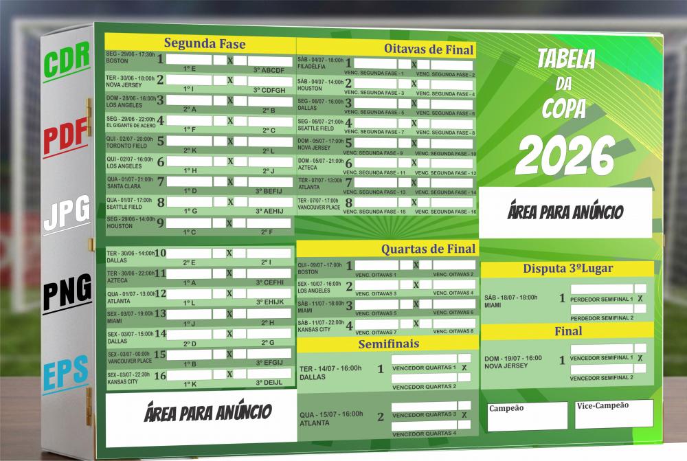 Arquivo Digital Tabela Copa do Mundo 2026