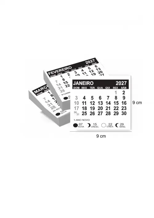 Arquivo Digital Calendário Ímã de Geladeira 2027 9x9 cm
