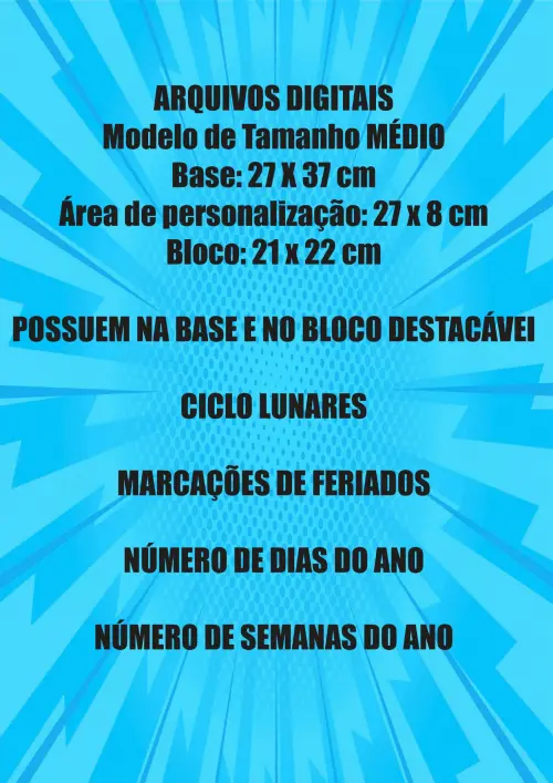 Arquivo Digital Calendário Base e Bloco 2027 Medio Editavel