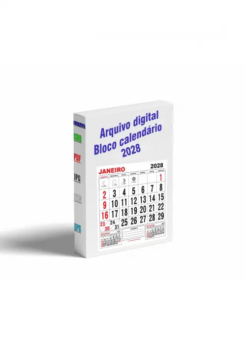 Arquivo Digital Calendário Bloco 2028 Editavel
