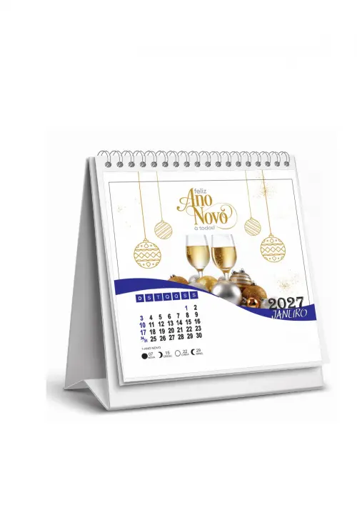 Arquivo Digital Calendário de Mesa 2027 na Folha A4 Editável