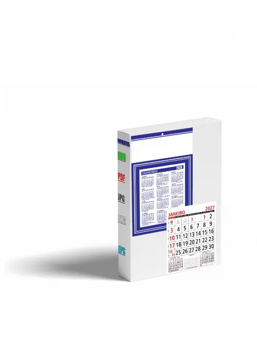 Arquivo Digital Calendário Base, Bloco 2027 Pequeno Editavel