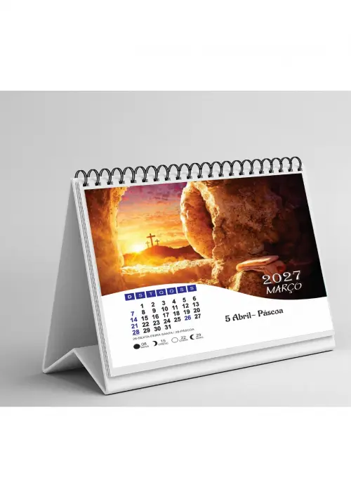 Arquivo Digital Calendário de Mesa 2027 na Folha A3 Editável