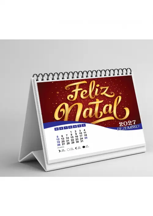 Arquivo Digital Calendário de Mesa 2027 na Folha A3 Editável