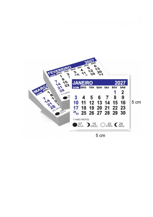 Arquivo Digital Bloco Calendário Ímã de Geladeira 2027 5x5cm