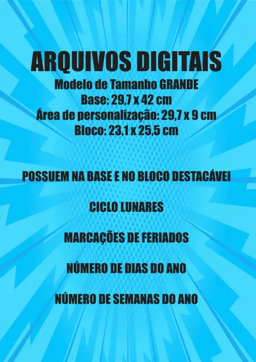 Arquivo Digital Calendário Base e Bloco 2027 Grande Editavel