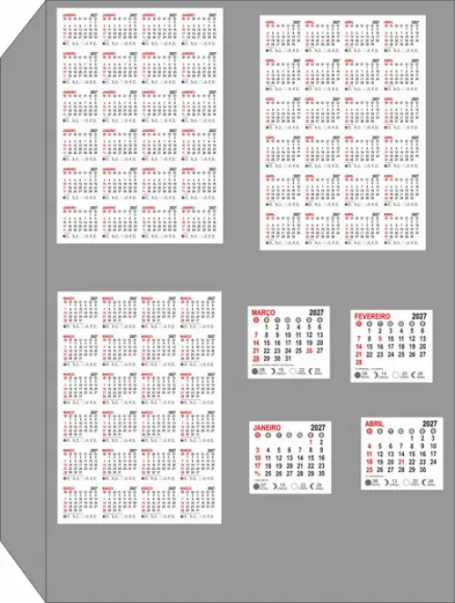 Arquivo Digital Bloco Calendári p/ Imã de Geladeira 2027