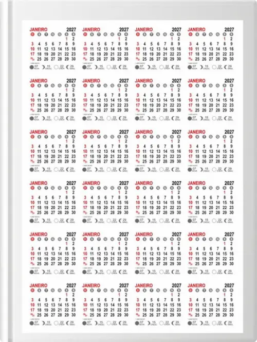 Arquivo Digital Bloco Calendári p/ Imã de Geladeira 2027