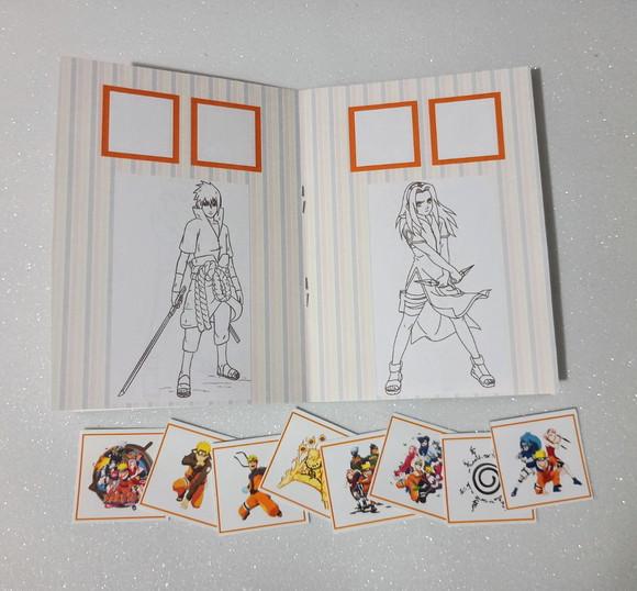 Álbum de Figurinhas e Colorir Tema Naruto 10x15
