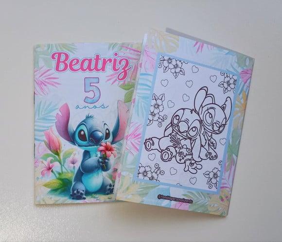Álbum de Figurinhas e Livrinho de Colorir Stitch Jardim