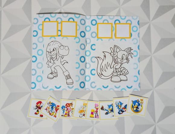Álbum de Figurinhas e Livrinho de Colorir Sonic 10x15
