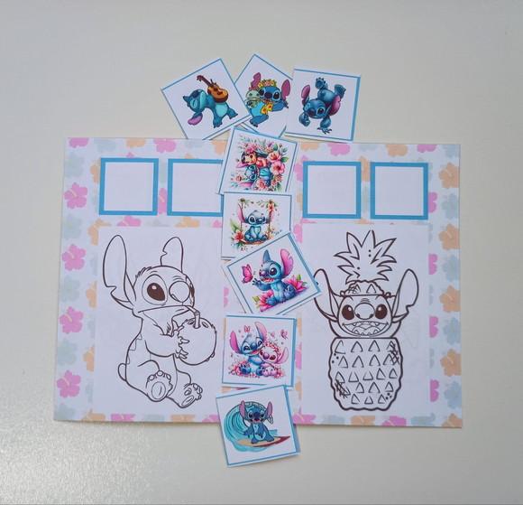Álbum de Figurinhas e Livrinho de Colorir Stitch Jardim