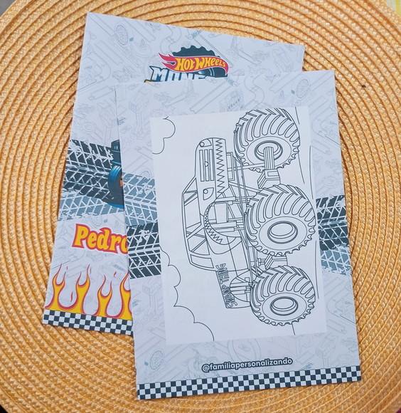 Álbum de Figurinhas e Livro de Colorir Monster Trucks 15x21