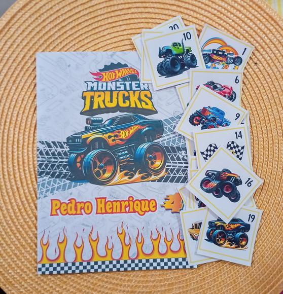 Álbum de Figurinhas e Livro de Colorir Monster Trucks 15x21
