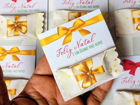 Card com Bala Personalizada - Brinde de Natal e Ano Novo