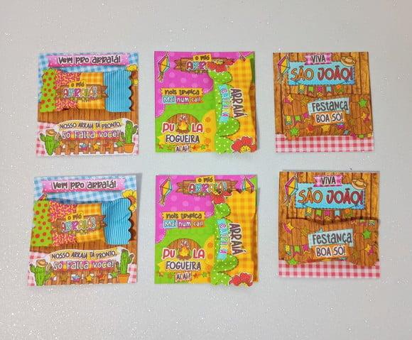 Card com Bala Personalizada Brinde Arraiá e Festa Junina