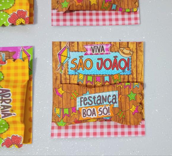 Card com Bala Personalizada Brinde Arraiá e Festa Junina