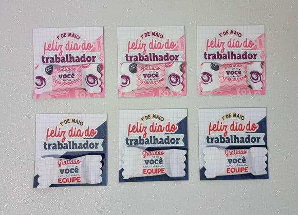 Card com Bala Personalizada Brinde Dia do Trabalhador