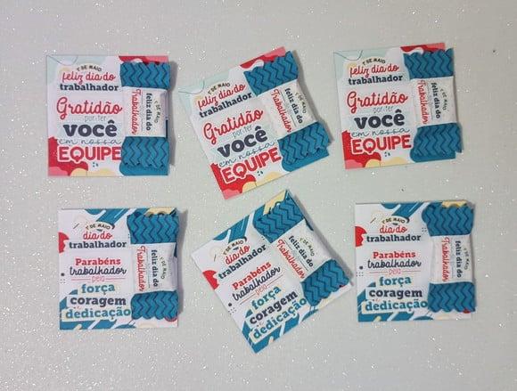 Card com Bala Personalizada Brinde Dia do Trabalhador