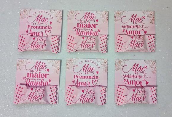 Card com Bala Personalizada Brinde Dia das Mães