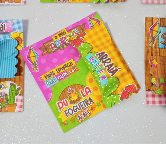Card com Bala Personalizada Brinde Arraiá e Festa Junina