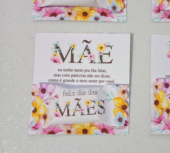 Card com Bala Personalizada Brinde Dia das Mães