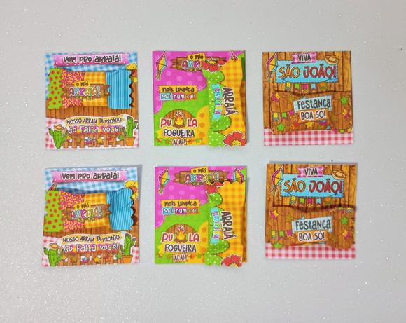 Card com Bala Personalizada Brinde Arraiá e Festa Junina