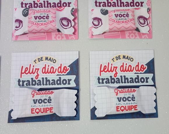 Card com Bala Personalizada Brinde Dia do Trabalhador