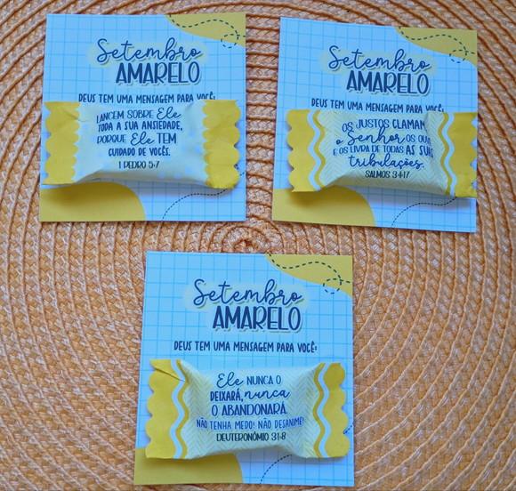 Card com Bala Personalizada Brinde Setembro Amarelo