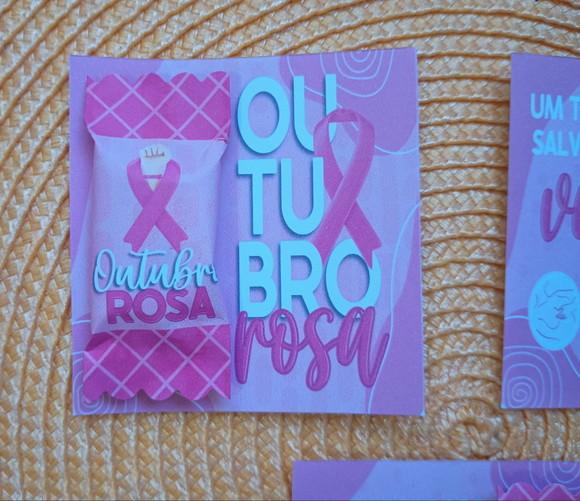 Card com Bala Personalizada Brindes Outubro Rosa