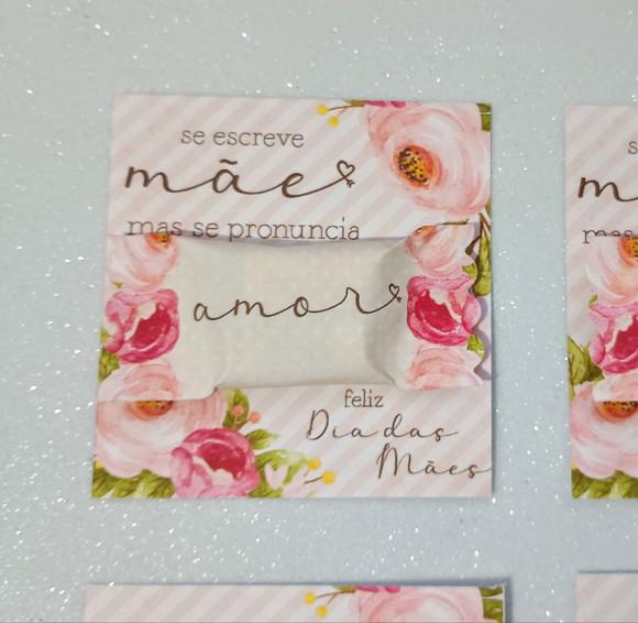 Card com Bala Personalizada Lembrancinha Dia das Mães