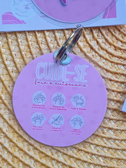 Chaveiro Outubro Rosa Brinde Personalizado com Tag