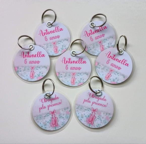 Chaveiro Personalizado Tema Bailarina Brinde Festa Infantil