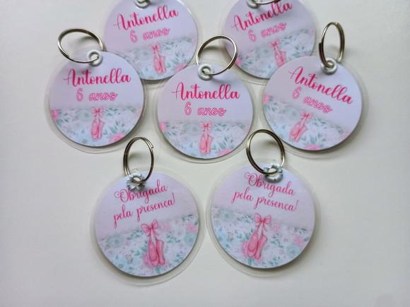 Chaveiro Personalizado Tema Bailarina Brinde Festa Infantil