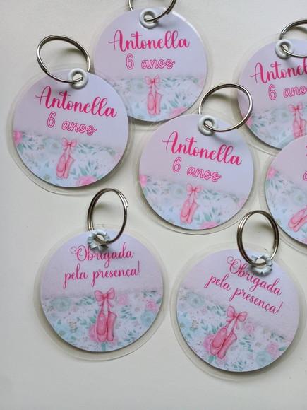 Chaveiro Personalizado Tema Bailarina Brinde Festa Infantil
