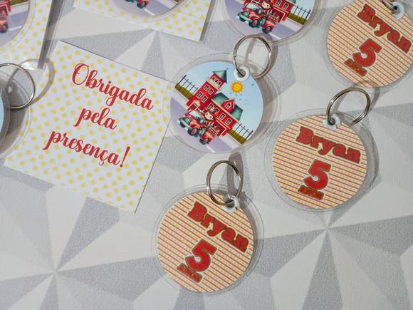 Chaveiro Personalizado Tema Bombeiros Brinde Personalizado