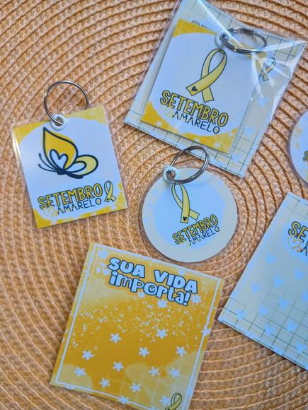 Chaveiro Setembro Amarelo Brinde Personalizado com Tag