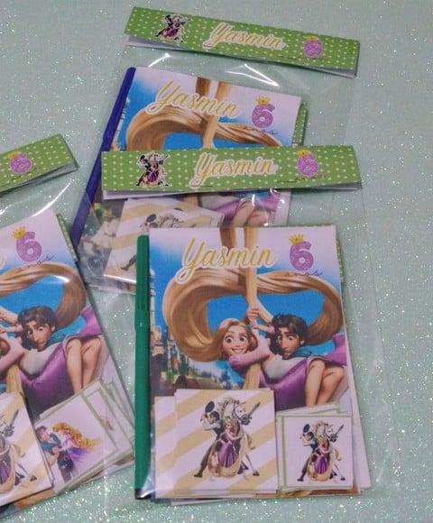 Kit 5 Brindes Aniversário Infantil - Tema Rapunzel Enrolados
