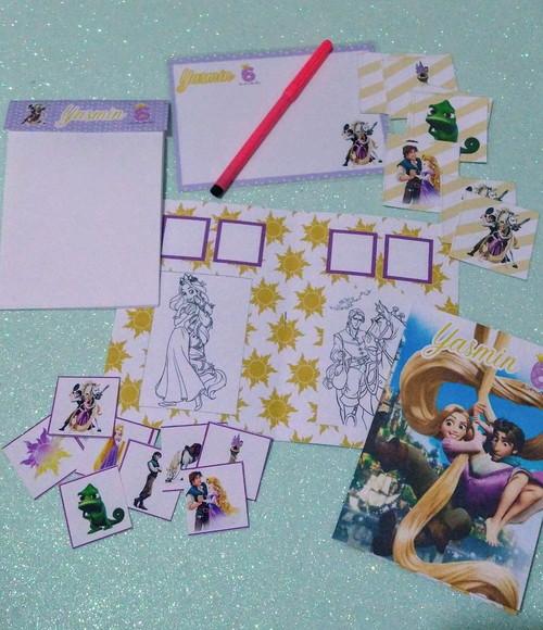 Kit 5 Brindes Aniversário Infantil - Tema Rapunzel Enrolados