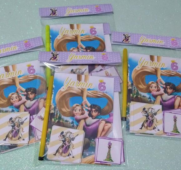 Kit 5 Brindes Aniversário Infantil - Tema Rapunzel Enrolados