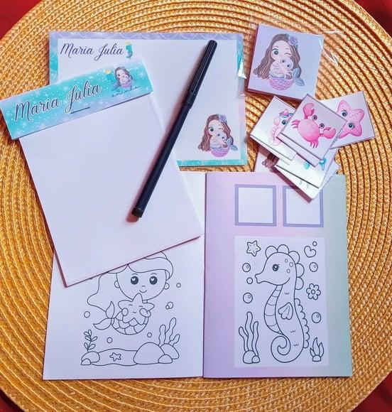 Kit 5 Brindes Aniversário Infantil - Tema Sereia