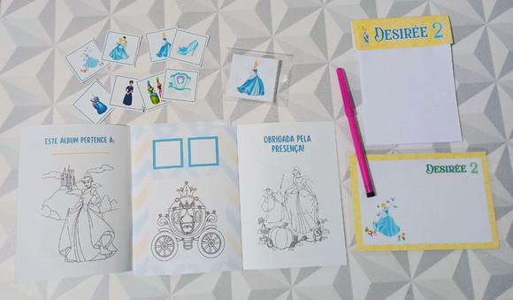 Kit 5 Brindes em 1 Lembrancinha Infantil Cinderela